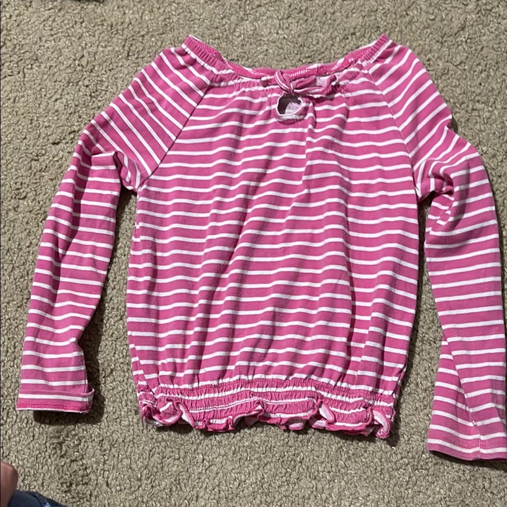 🔥3 for $10 Pink and White Striped Long Sleeve Top